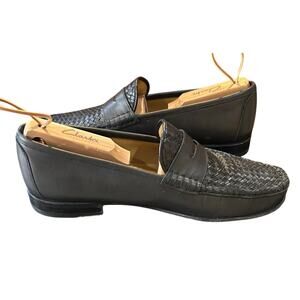 Allen Edmonds Taormina Black Leather Woven Penny Loafers Size 11.5D